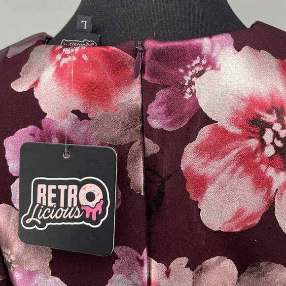Retrolicious NWT The Lana dress floral pinks purples vintage inspired retro sz L - Picture 13 of 16
